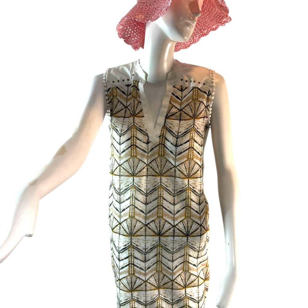 White and Gold Sleeveless Dress